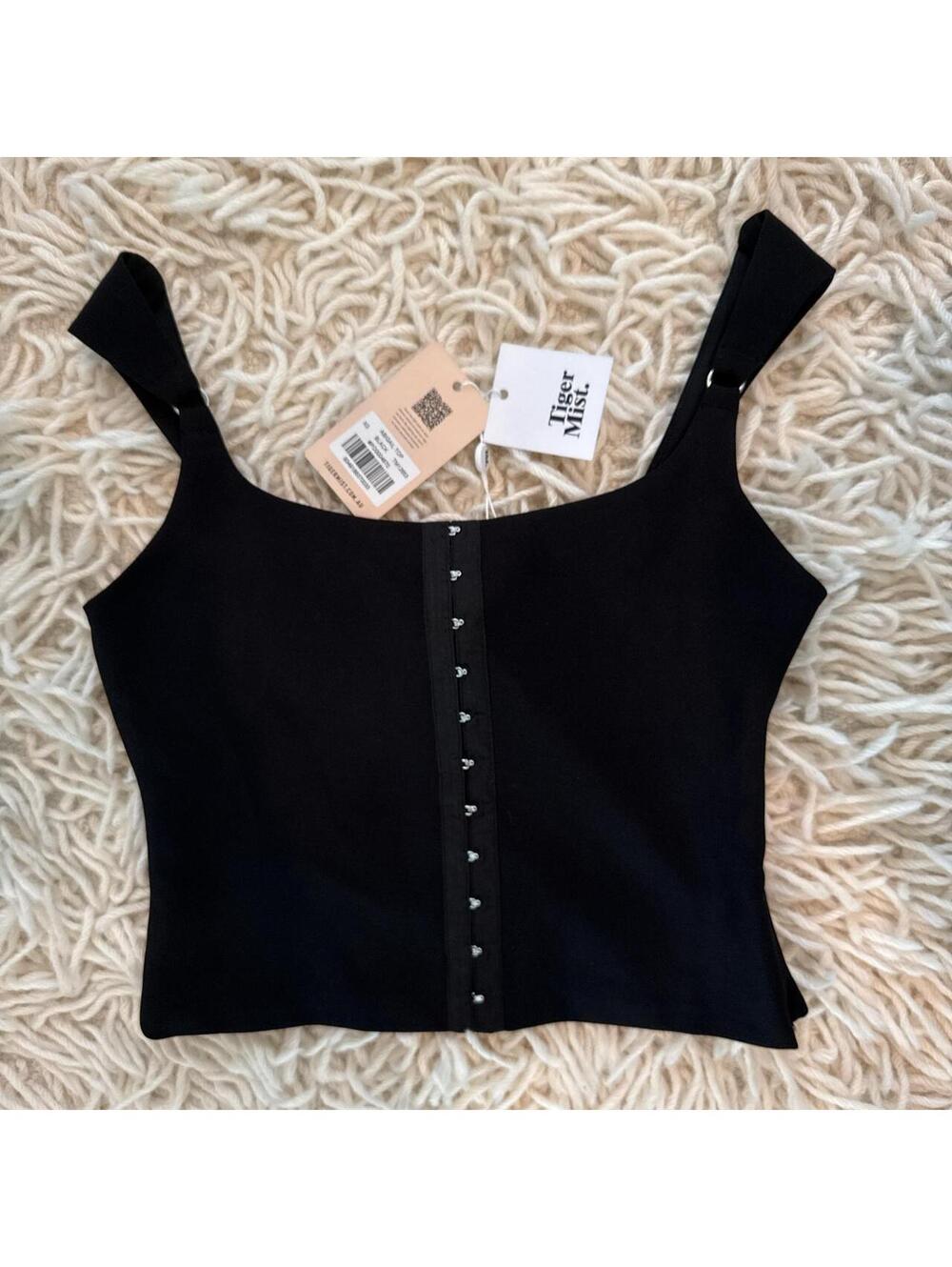 Tiger Mist Abigail Black Hook and Eye Crop Top XS